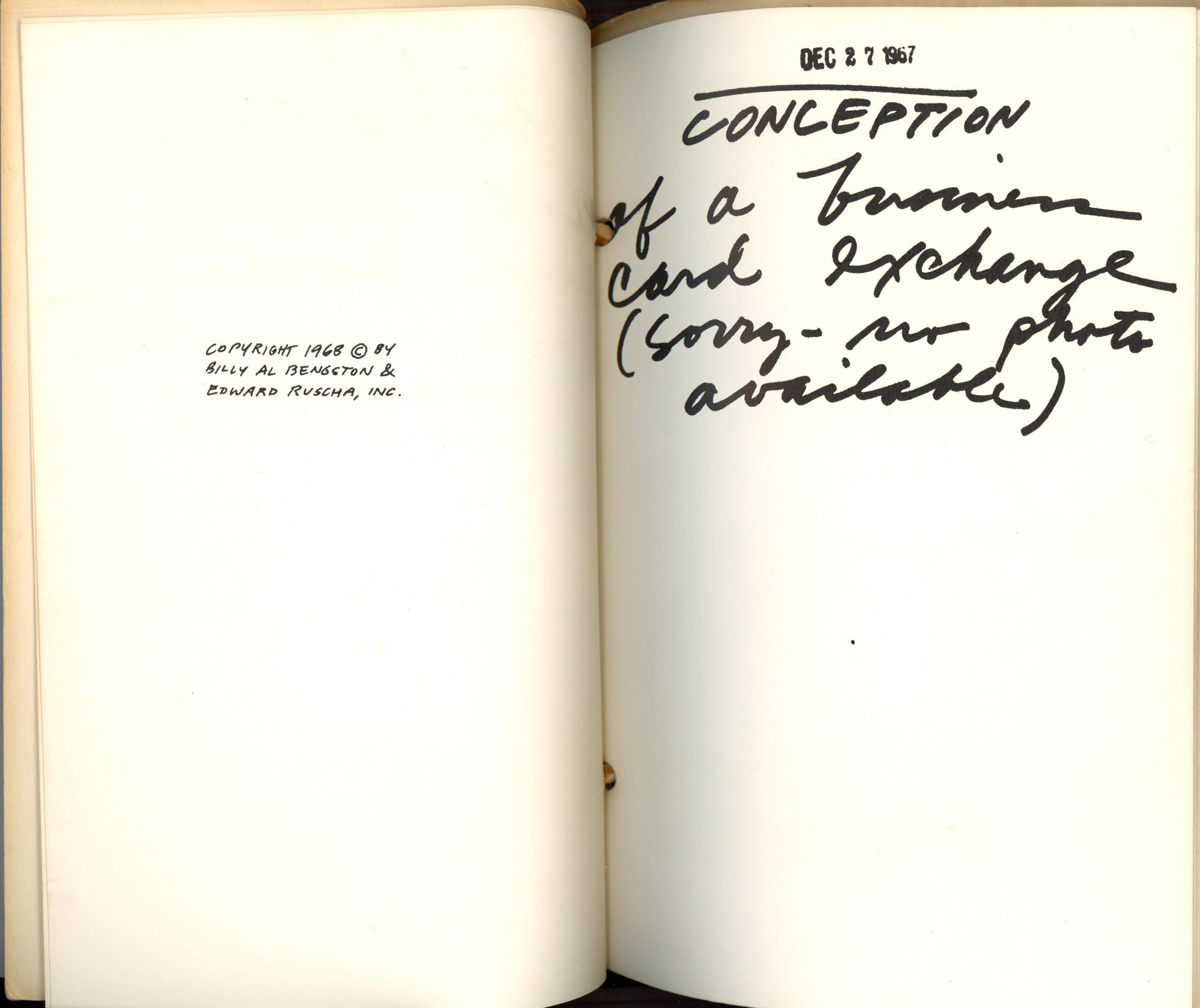 Lt. Ed. Artist Book: Business Cards (Signed by Ed Ruscha and Billy Al Bengston) For Sale 4