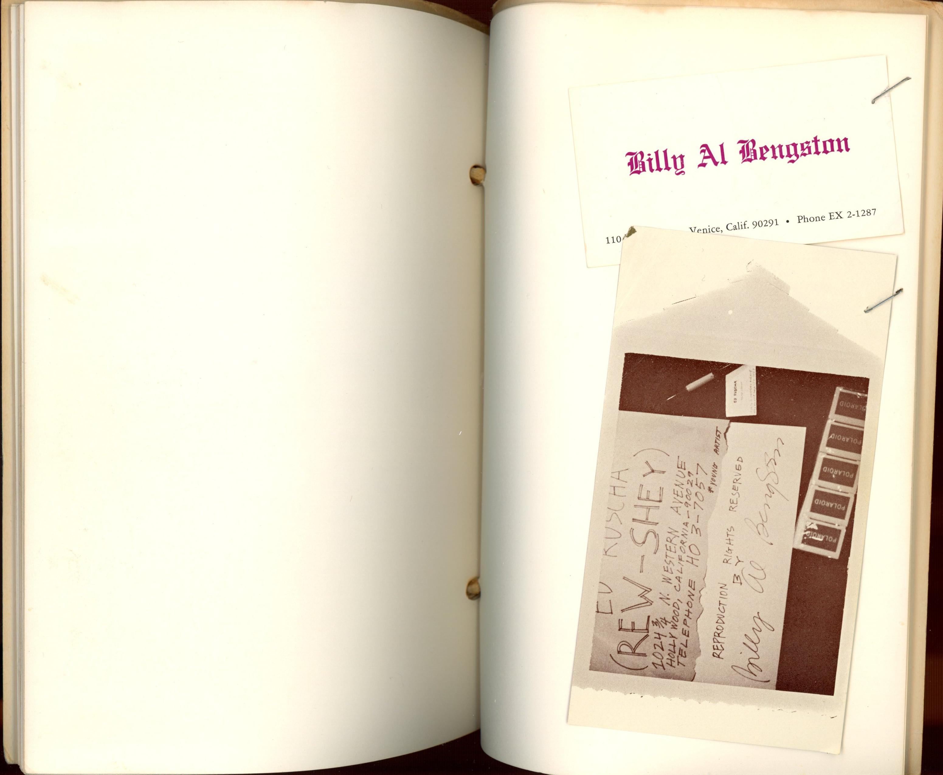 Lt. Ed. Artist Book: Business Cards (Signed by Ed Ruscha and Billy Al Bengston) For Sale 7