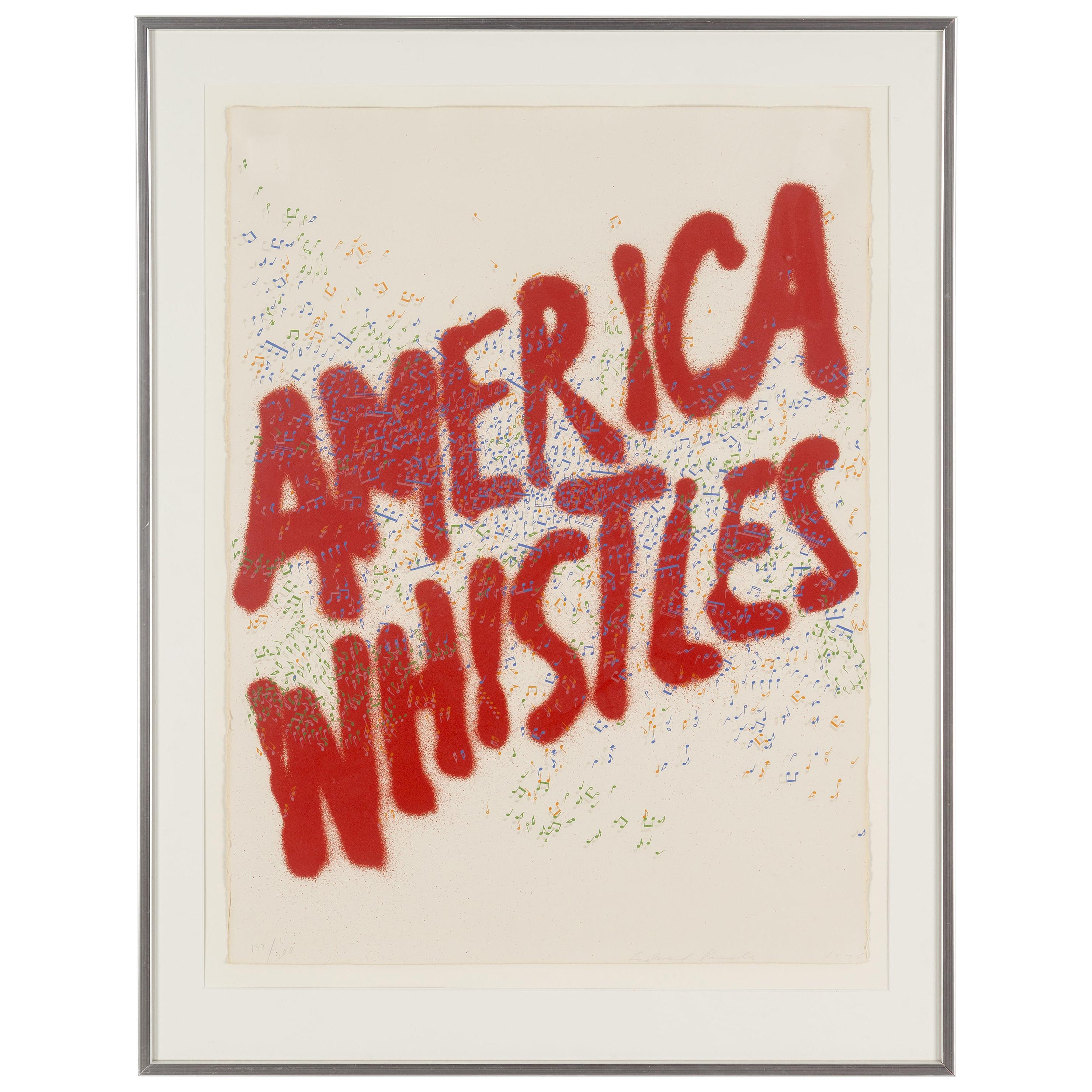 Ed Ruscha Lithograph "America Whistles", Signed