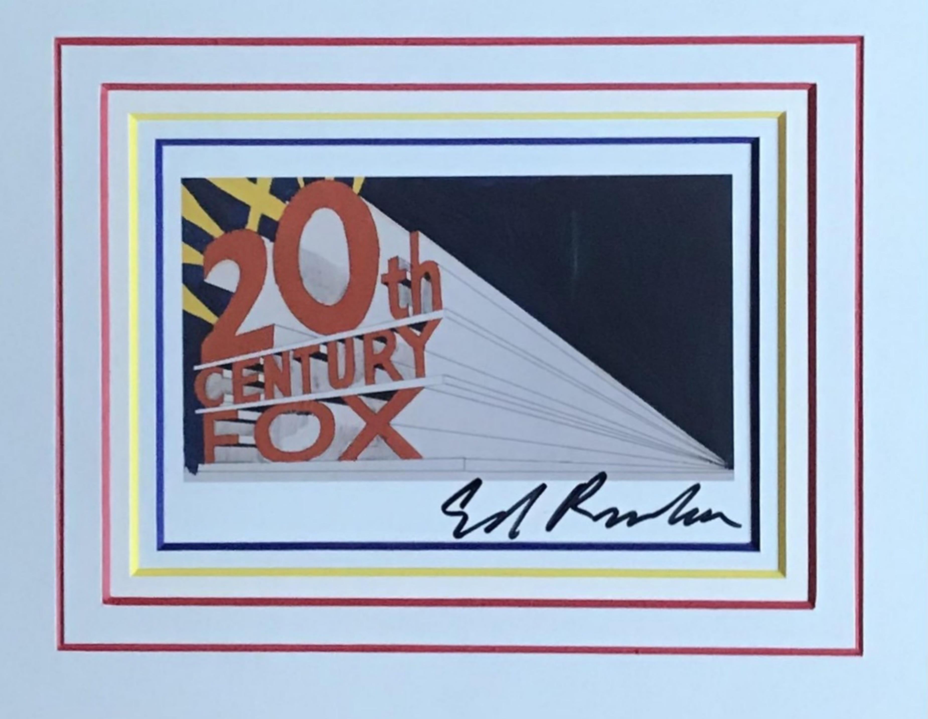 Ed Ruscha Abstract Print - 20th Century Fox (Hand Signed) offset lithograph card 