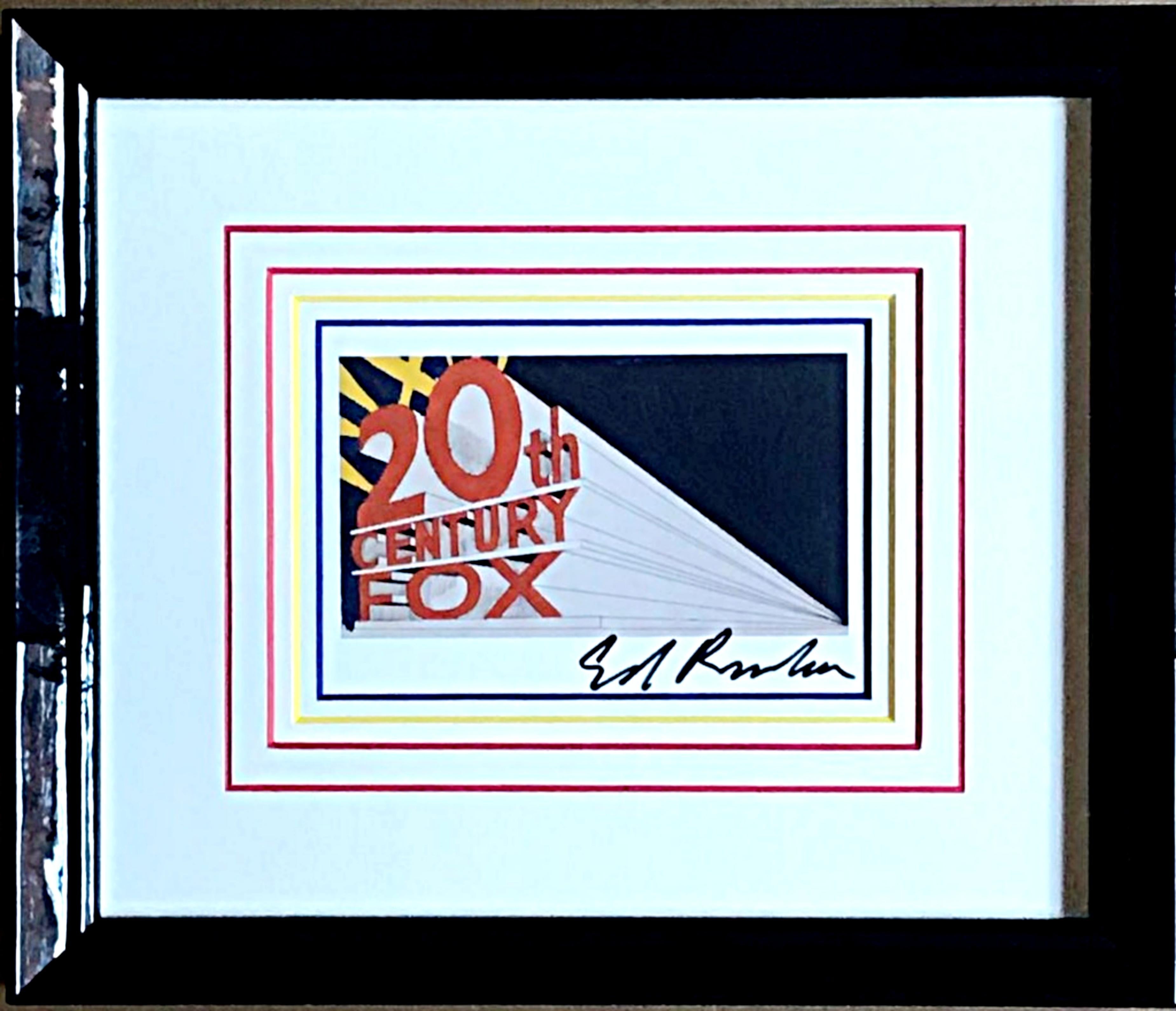 20th Century Fox (signé à la main) carte lithographique offset  - Print de Ed Ruscha