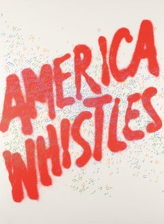 America Whistles -- Lithograph, America: The Third Century, Text Art by Ruscha