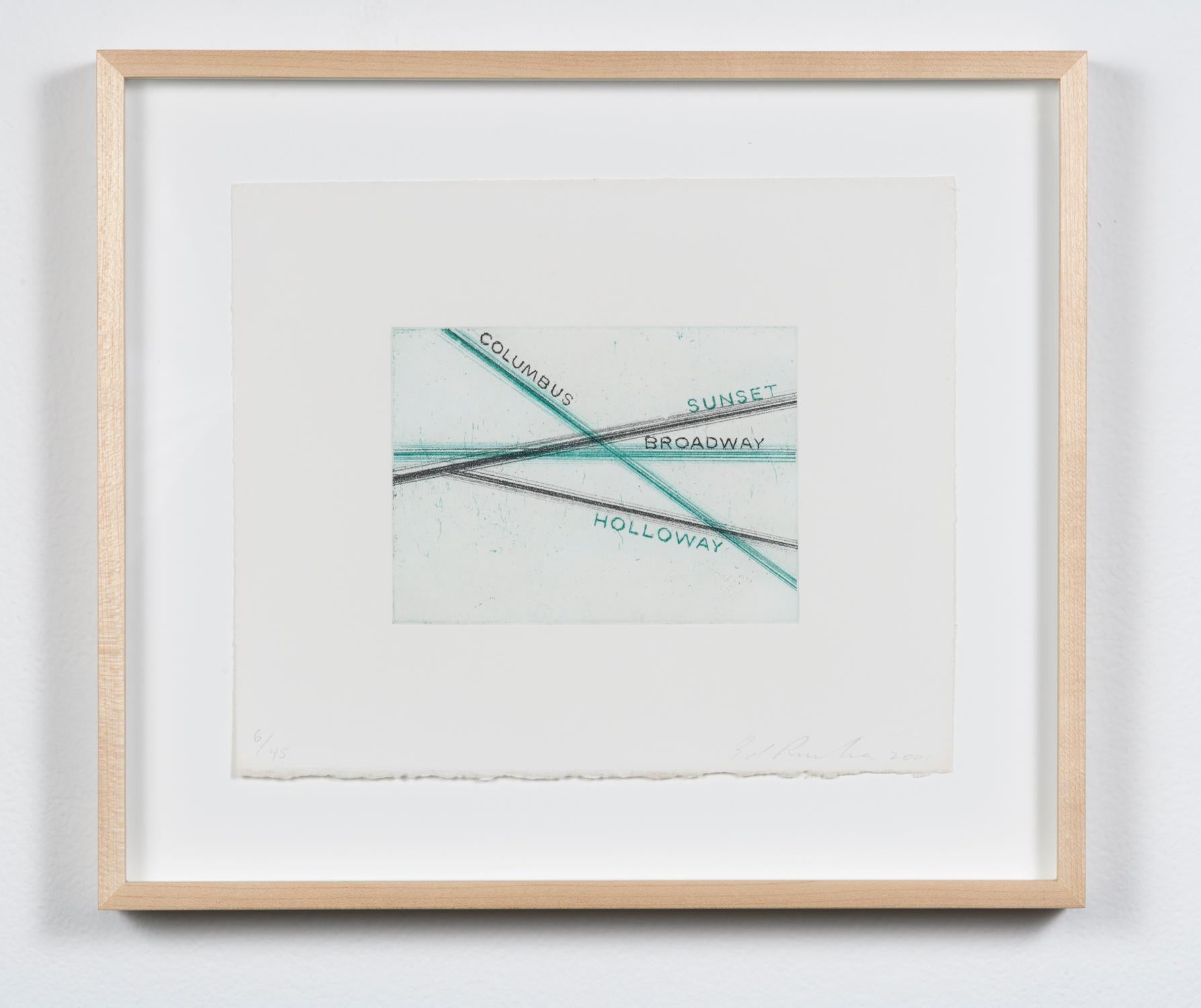 Columbus, Sunset, from Los Francisco San Angeles - Contemporary Print by Ed Ruscha