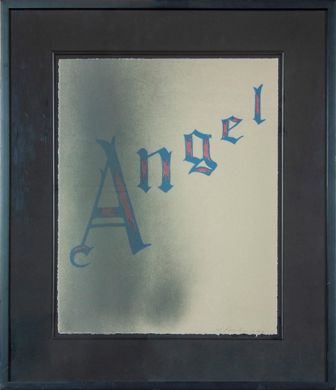 Ed Ruscha "Angel" signed lithograph on Rives BFK wove paper from edition of 50