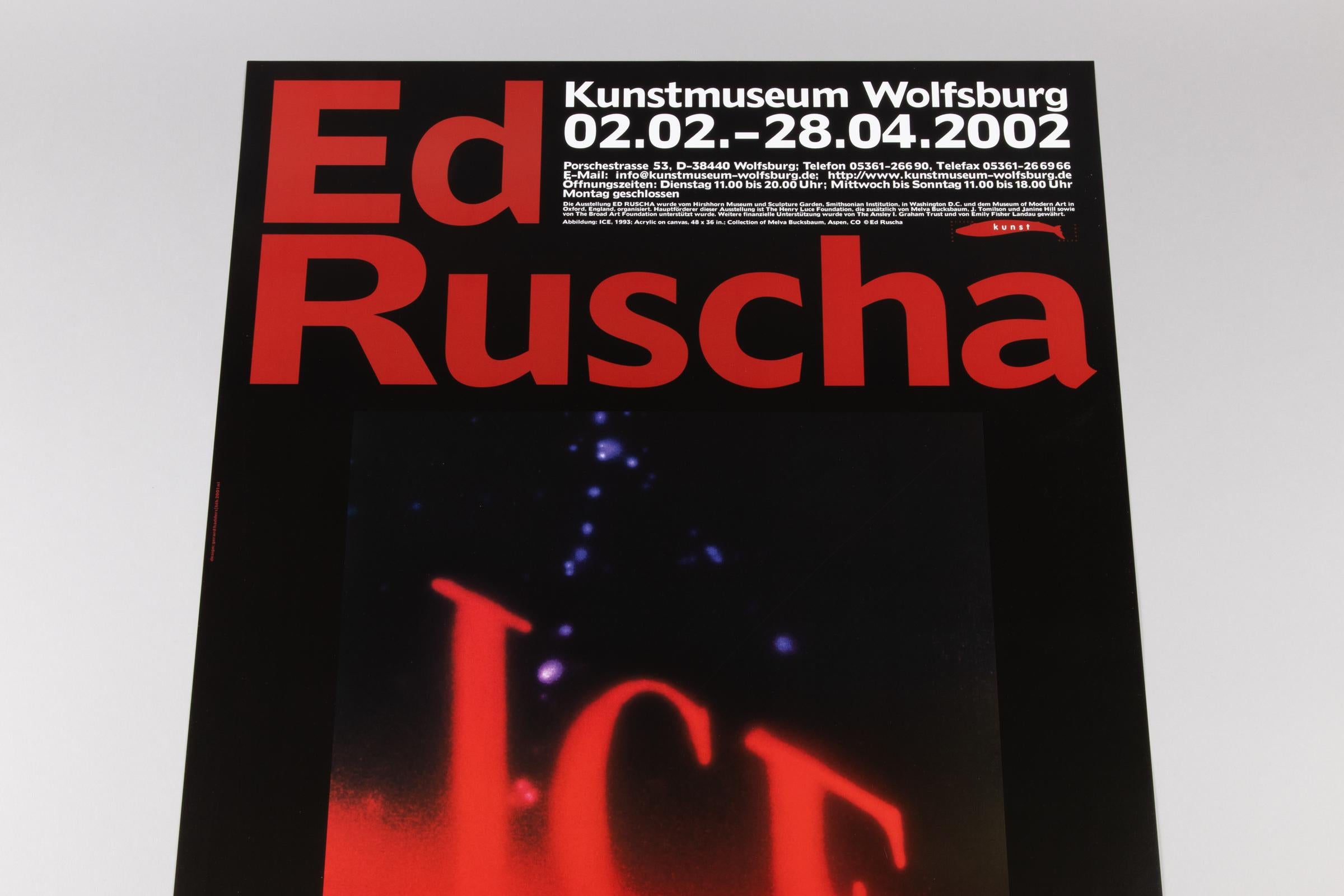Ed Ruscha, Hielo - Cartel de exposición firmado, Kunstmuseum Wolfsburg, 2002 en venta 3