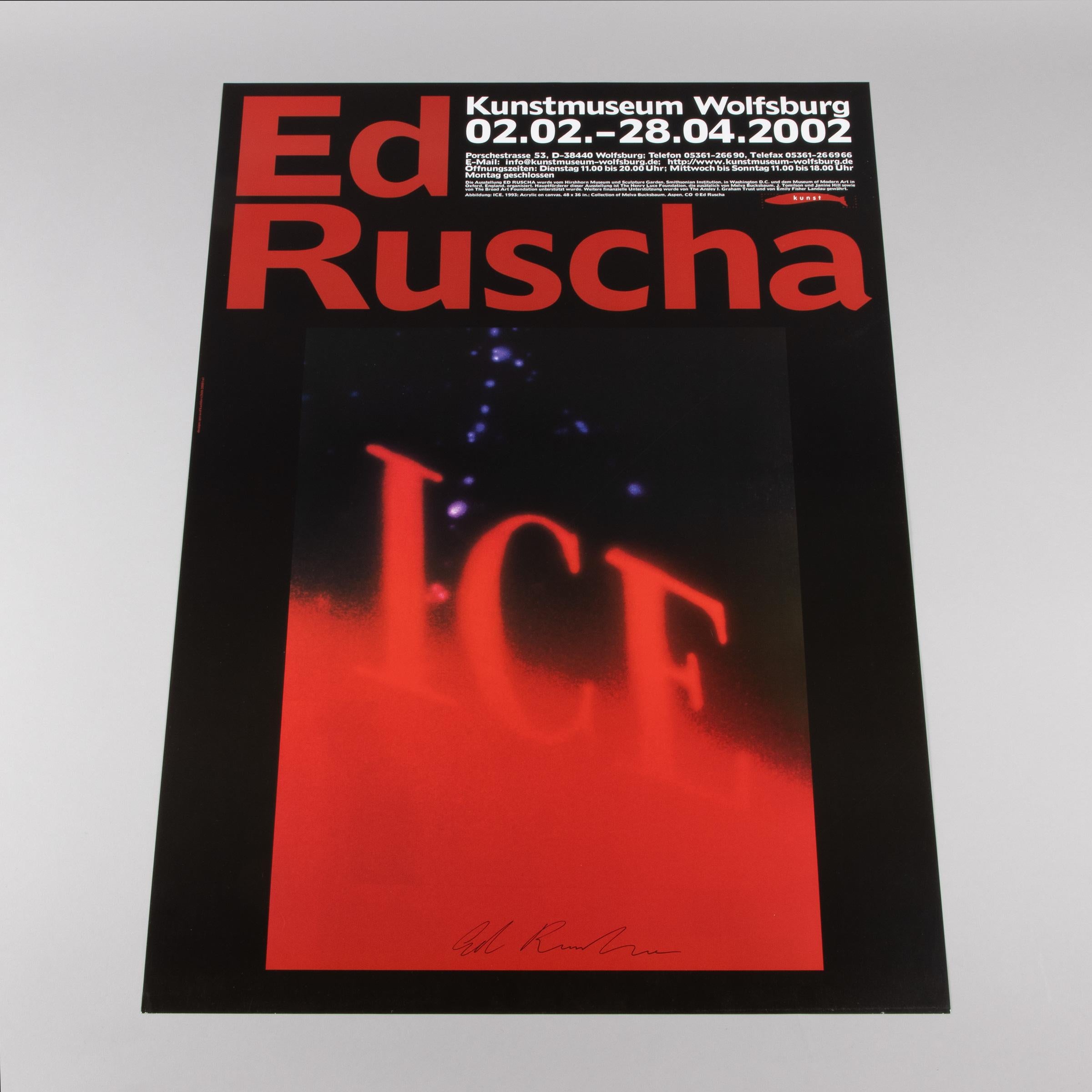 Ed Ruscha, Hielo - Cartel de exposición firmado, Kunstmuseum Wolfsburg, 2002 en venta 4