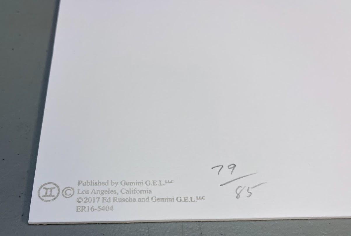 Ed Ruscha „Note“ Signierter fünffarbiger Siebdruck auf Sandpapier 2017 im Angebot 1