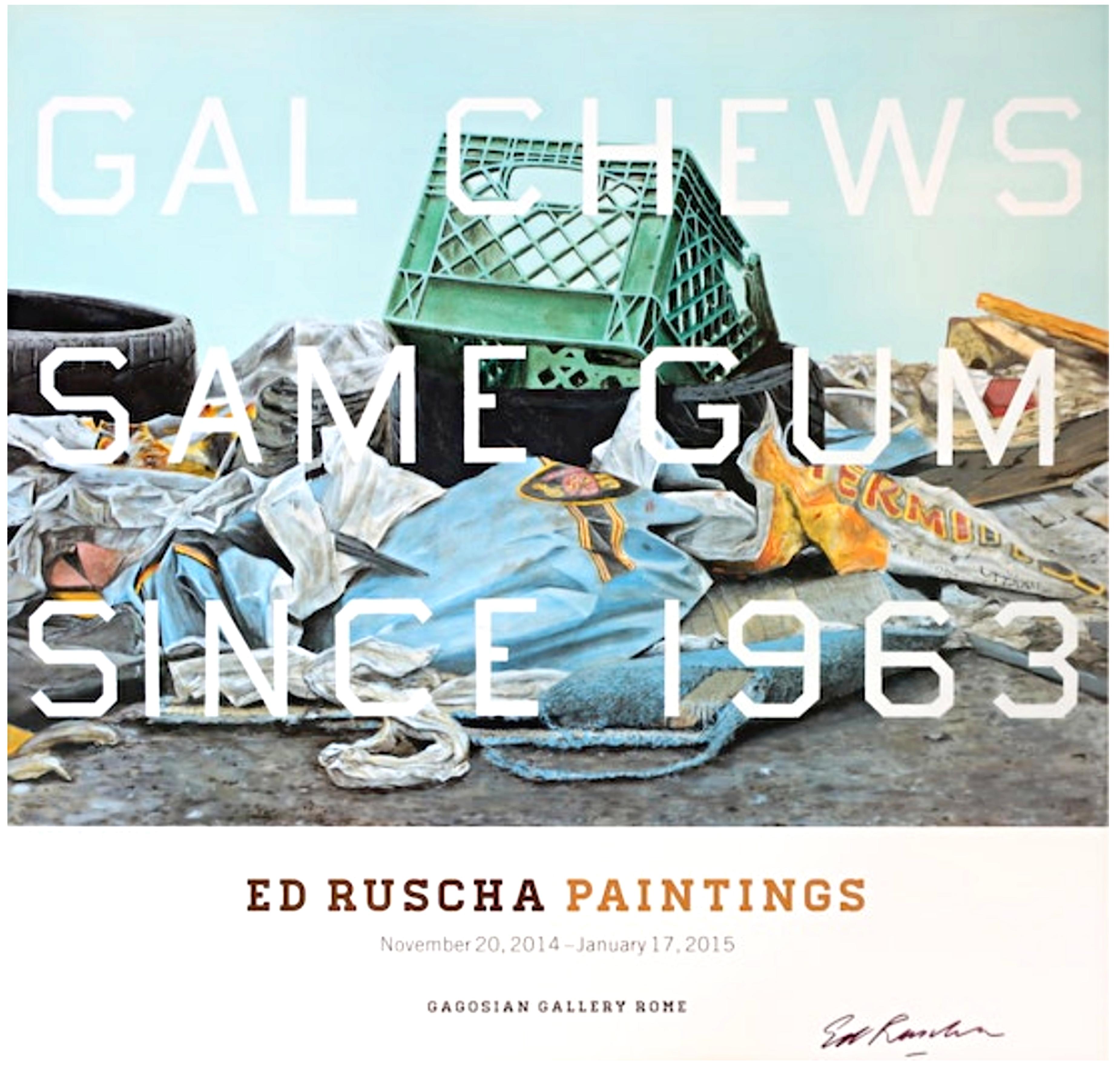 Ed Ruscha Gemälde (handsigniert von Ed Ruscha), 2014
Offsetlithografie-Poster (handsigniert auf der Vorderseite)
Herausgegeben von der Gagosian Gallery, Rom
26 × 27 Zoll
Ungerahmt
Von Ed Ruscha handsigniert und mit hohem Sammlerwert
Provenienz: