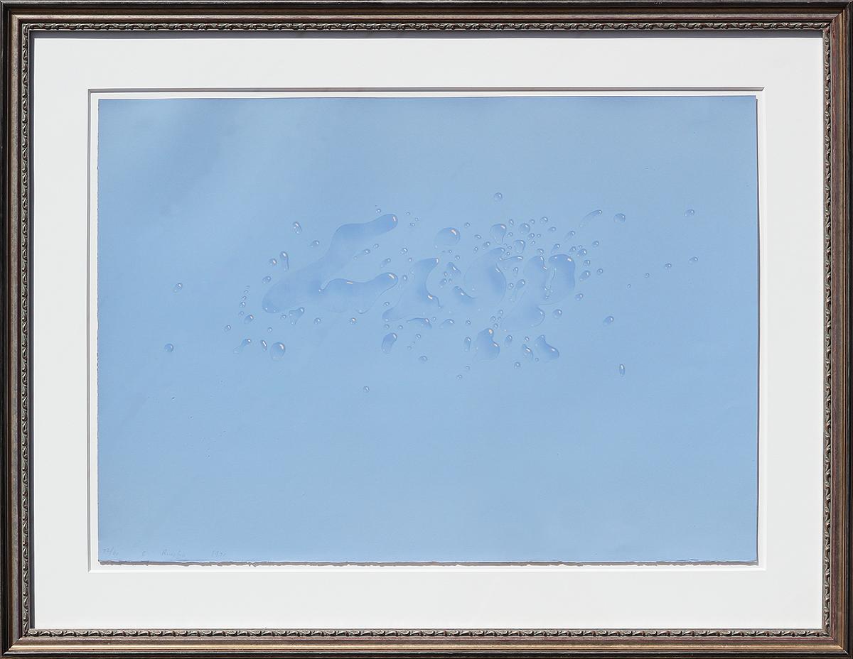 Ed Ruscha Abstract Print - "Lisp" Sky Blue Abstract Contemporary Lithograph Printed in Colors Ed 72/90