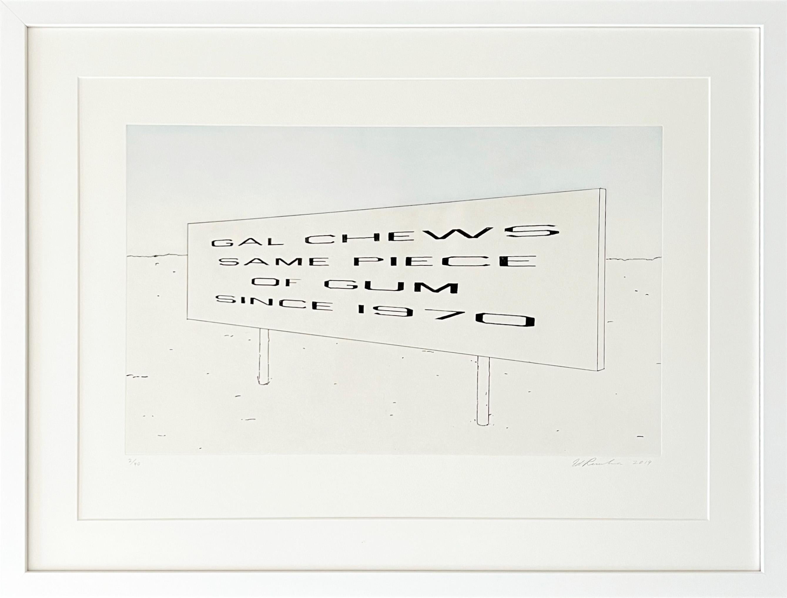 Ed Ruscha Figurative Print - Lonely Highway
