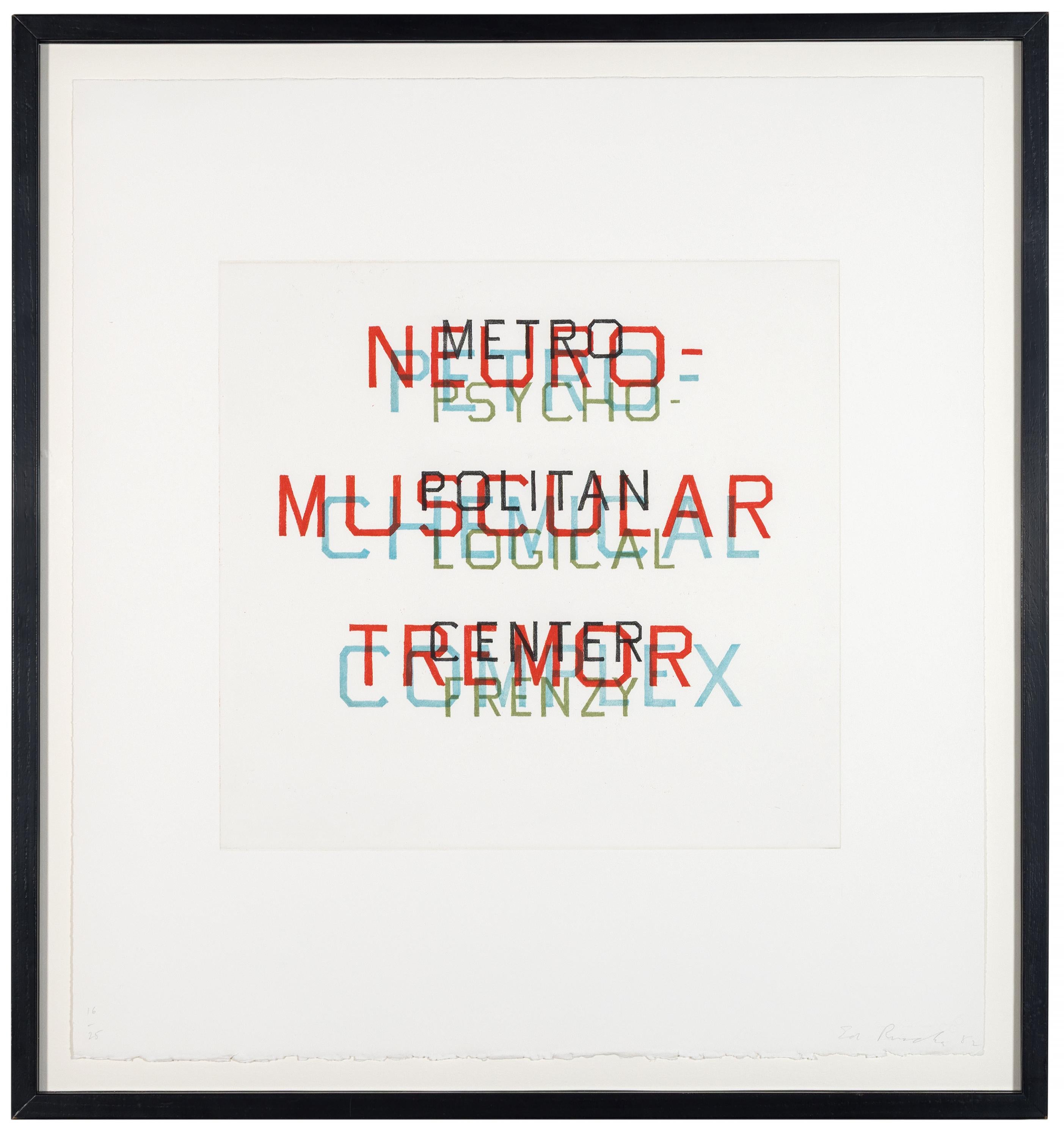 Metro Petro Neuro Psycho - Pop Art Textual Print, 1982 For Sale 1