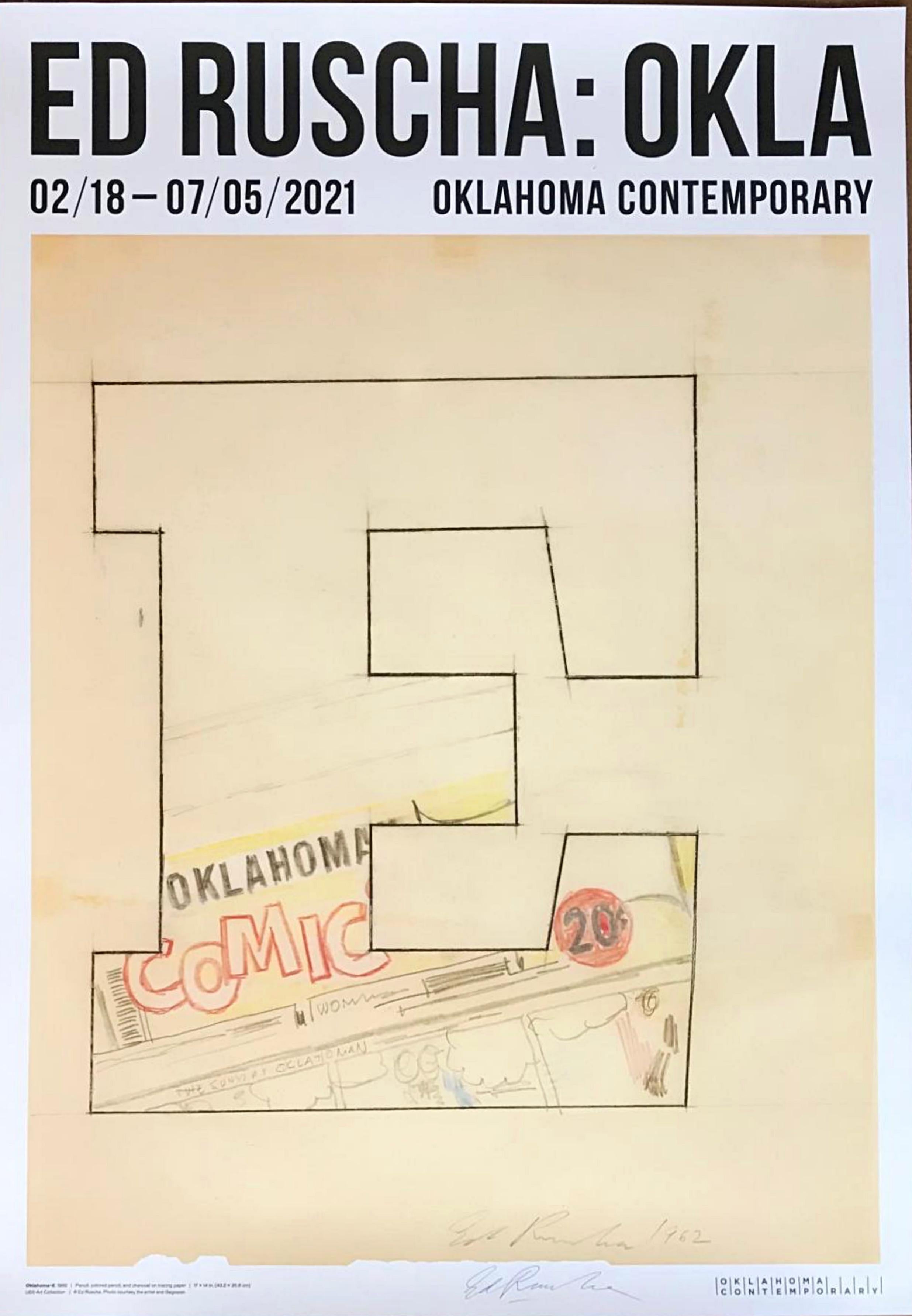 Oklahoma-E, oggetto da collezione Stampa firmata a mano Edizione limitata di soli 10 esemplari FRAMMATI - Print di Ed Ruscha