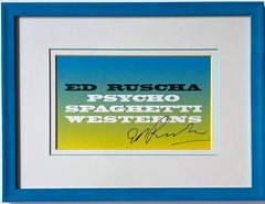 Psycho Spaghetti Westerns (Signé par Ed Ruscha), carte de la galerie Gagosian, Encadré