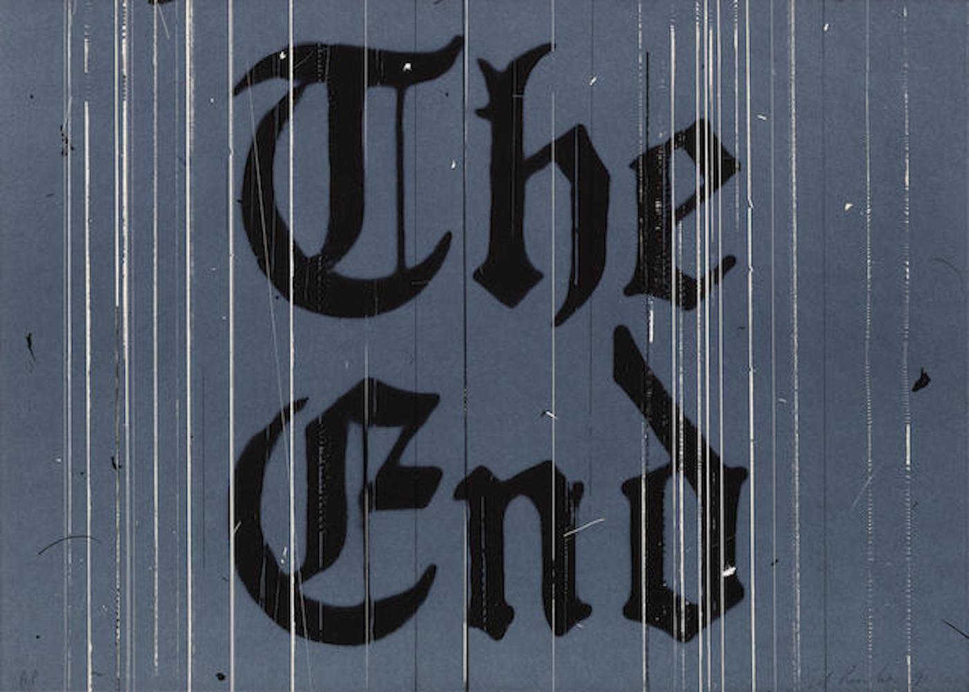 Print Ed Ruscha - The End - 1991 - Lithographie - Certification d
artiste (A.P.) - Text - Hollywood Film Ending