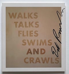 WALKS TALKS FLIES SWIMS AND CRAWLS, Carta rara, (firmata a mano da Ed Ruscha) incorniciata