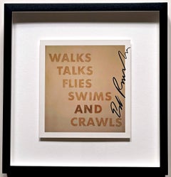 WALKS TALKS FLIES SWIMS AND CRAWLS, Rare Card, (Hand Signed by Ed Ruscha) Encadré