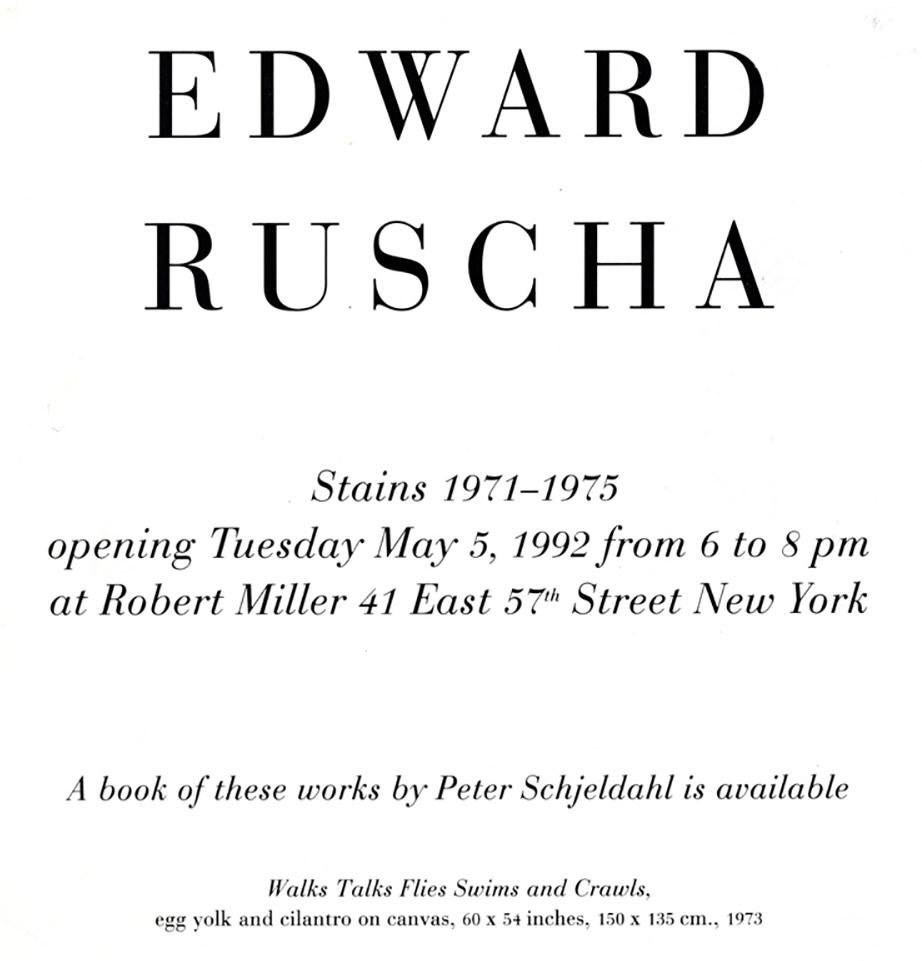 Late 20th Century Ed Ruscha Robert Miller Gallery, 1992 'Announcement'