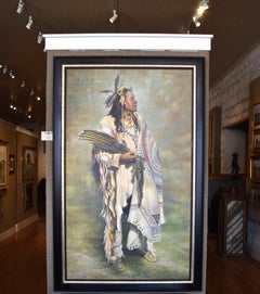 "LAKOTA SIOUX BRAVE" DEPICTED IN 1840er 60 X 36 CANvas GRÖSSE 67 x 43 FRAME GRÖSSE!