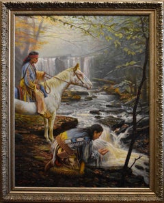 ¡¡¡"SCOUTS" NATIVO AMERICANO, INDIO, 47 X 37 ENMARCADO BONITO!!!