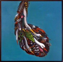 Pendolo, di Ed Smith, Pittura astratta di uccelli, Olio su tela -  incorniciato, natura