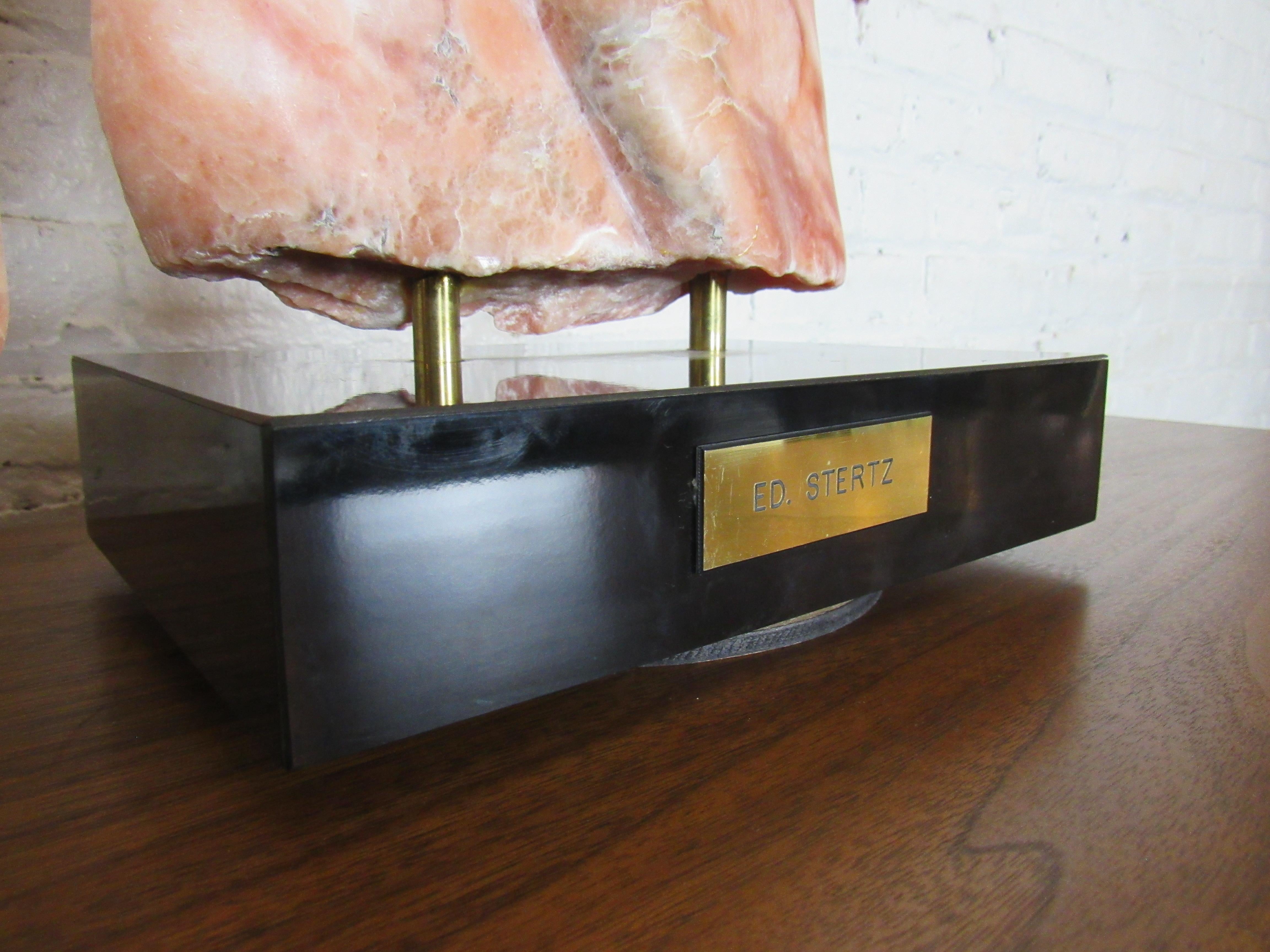 Ed Stertz Salmon Marble Table Sculpture In Good Condition For Sale In Brooklyn, NY