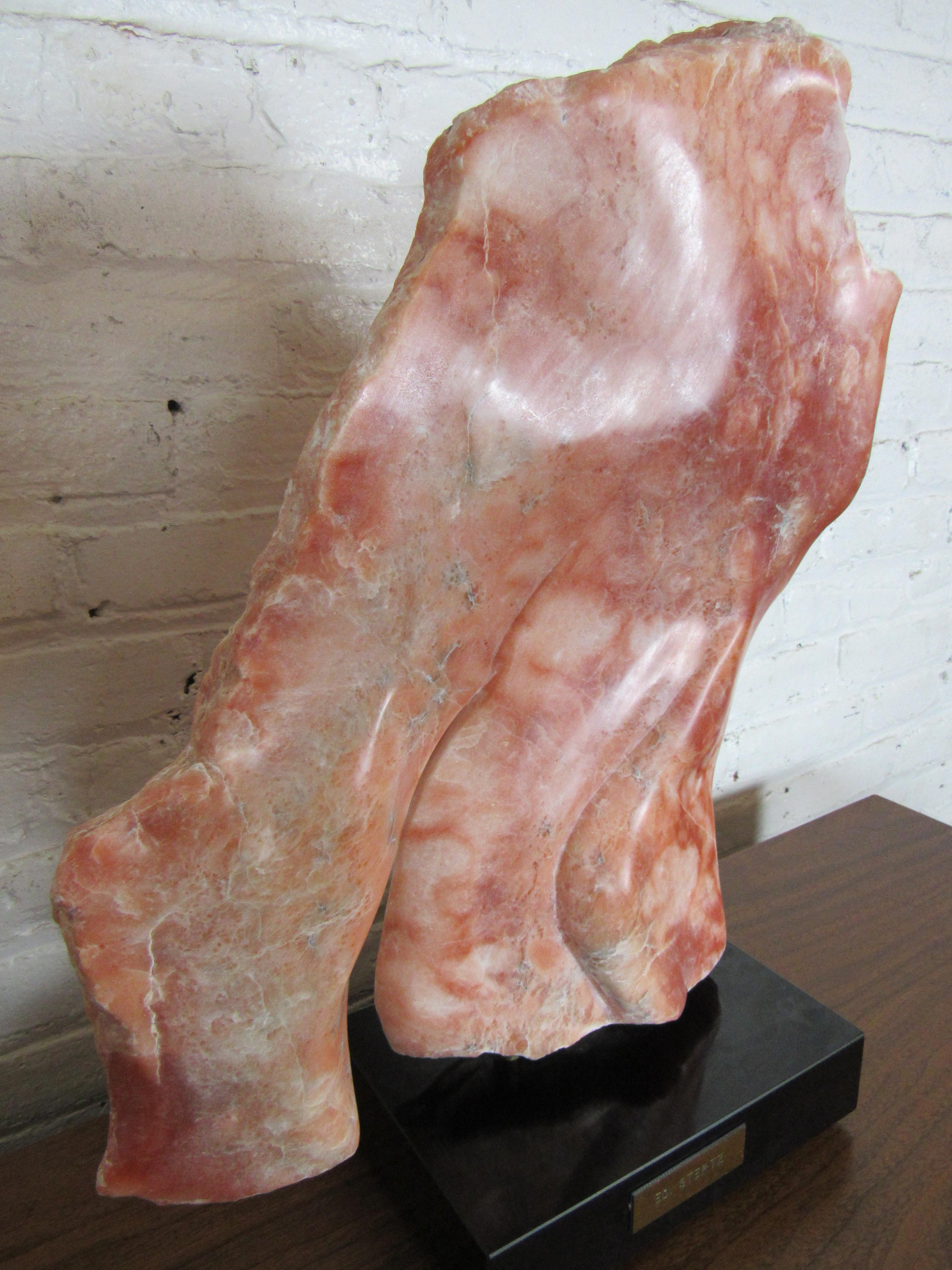20th Century Ed Stertz Salmon Marble Table Sculpture For Sale
