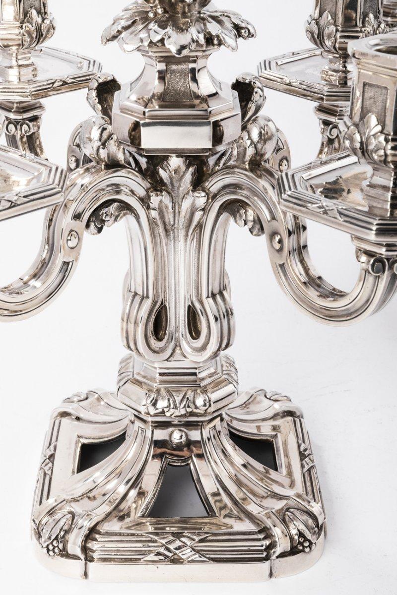 ED. TETARD – Paar Kandelaber mit Untergestell aus massivem Silber, Vintage ART DECO im Angebot 5