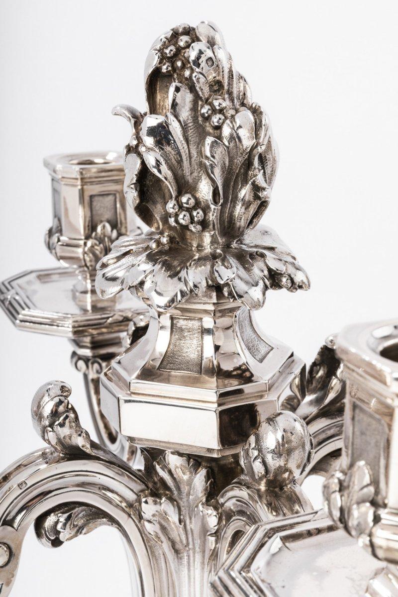 ED. TETARD – Paar Kandelaber mit Untergestell aus massivem Silber, Vintage ART DECO (Spätes 19. Jahrhundert) im Angebot