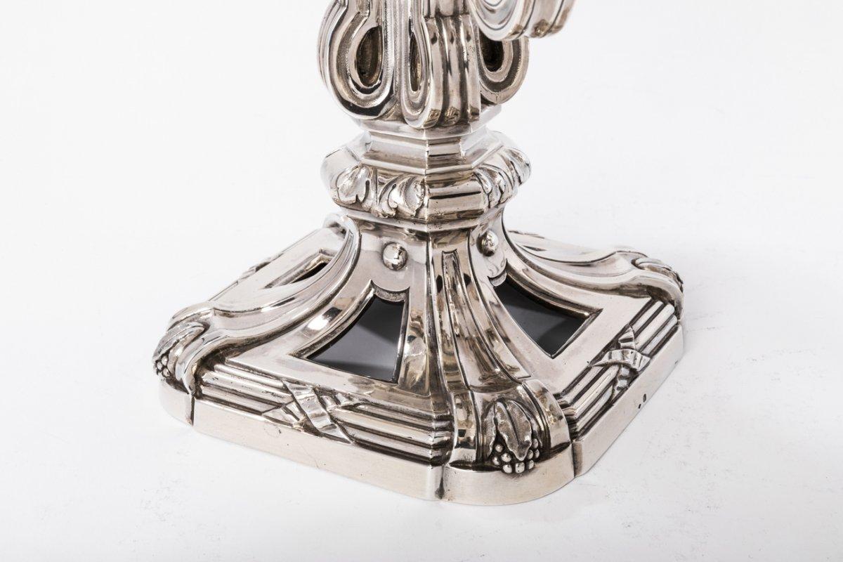 ED. TETARD – Paar Kandelaber mit Untergestell aus massivem Silber, Vintage ART DECO im Angebot 3