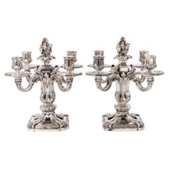 ED. TETARD - Pair of Candelabras Bottom Solid Silver Vintage ART DECO