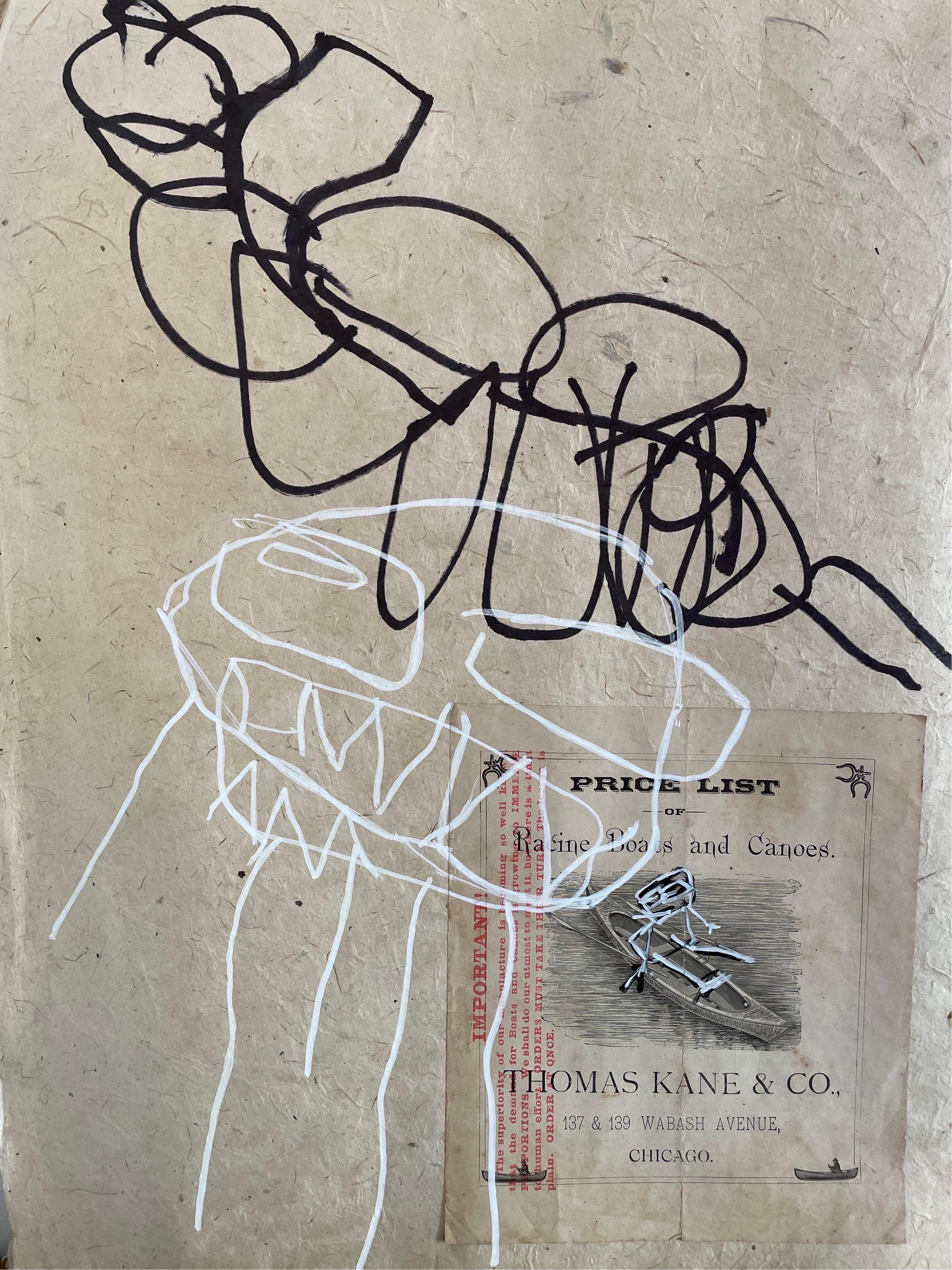 CONTEMPORÁNEO Abstracto Figurativo Diablo Ed Warner Papel hecho a mano en venta 4