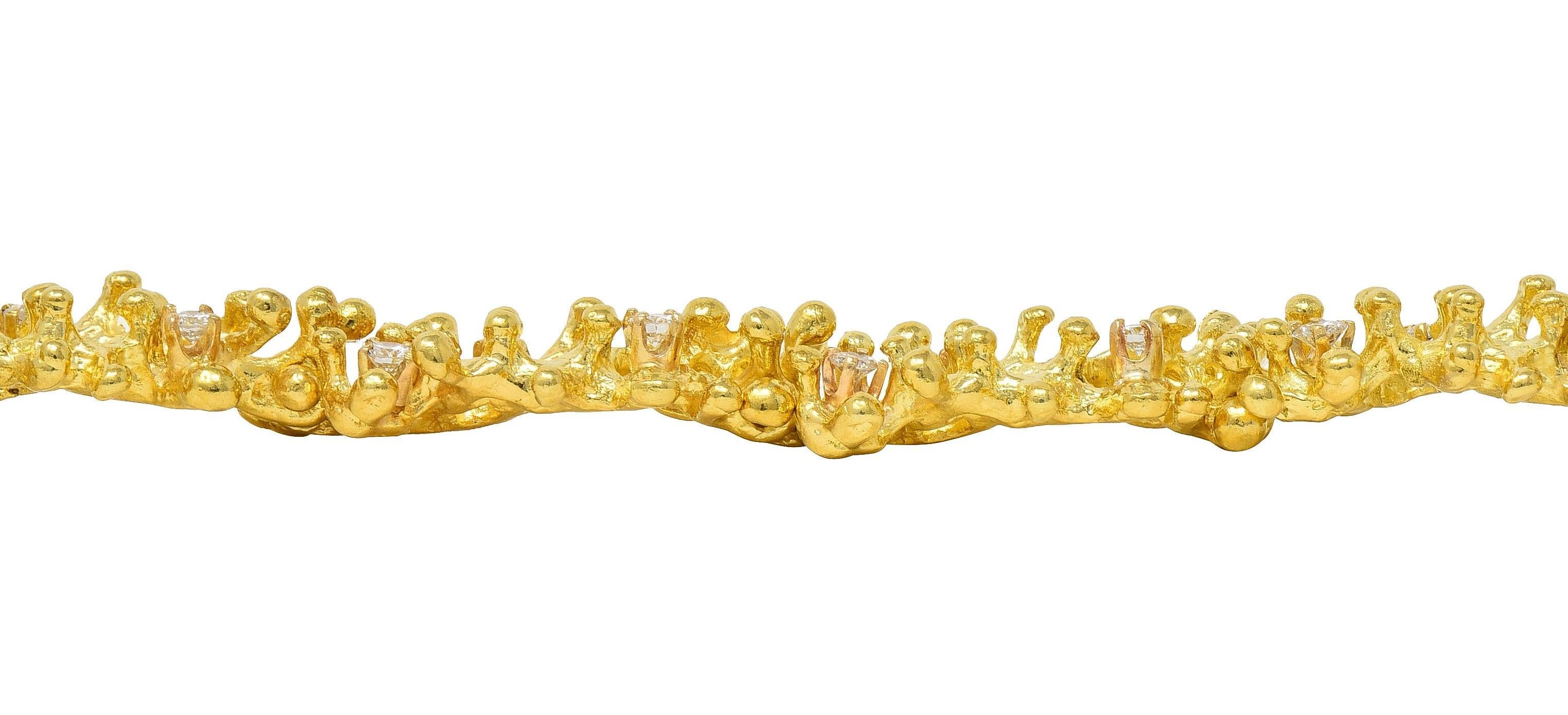 Ed Weiner 1960's Brutalist 0.96 CTW Diamond 14K Yellow Gold Vintage Bracelet 2