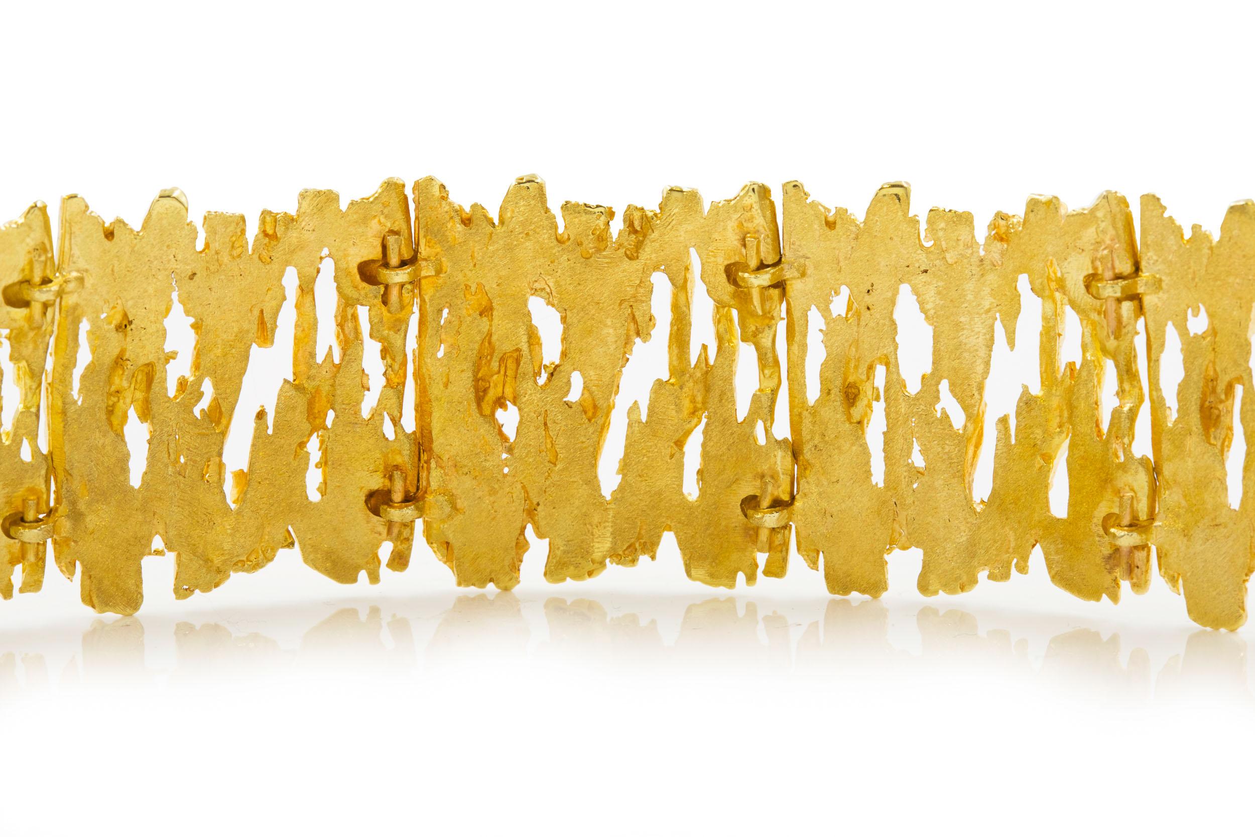 Ed Wiener Organic Modernism 14K Solid Yellow Gold Bracelet For Sale 4