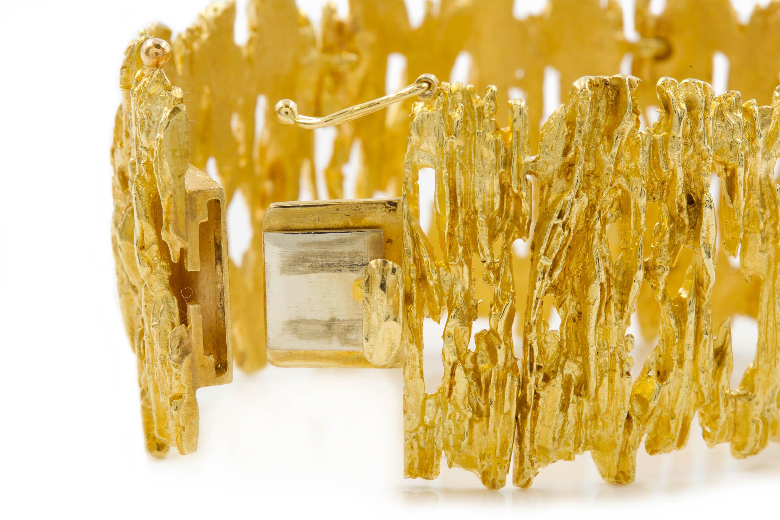 Ed Wiener Organic Modernism 14K Solid Yellow Gold Bracelet For Sale 1