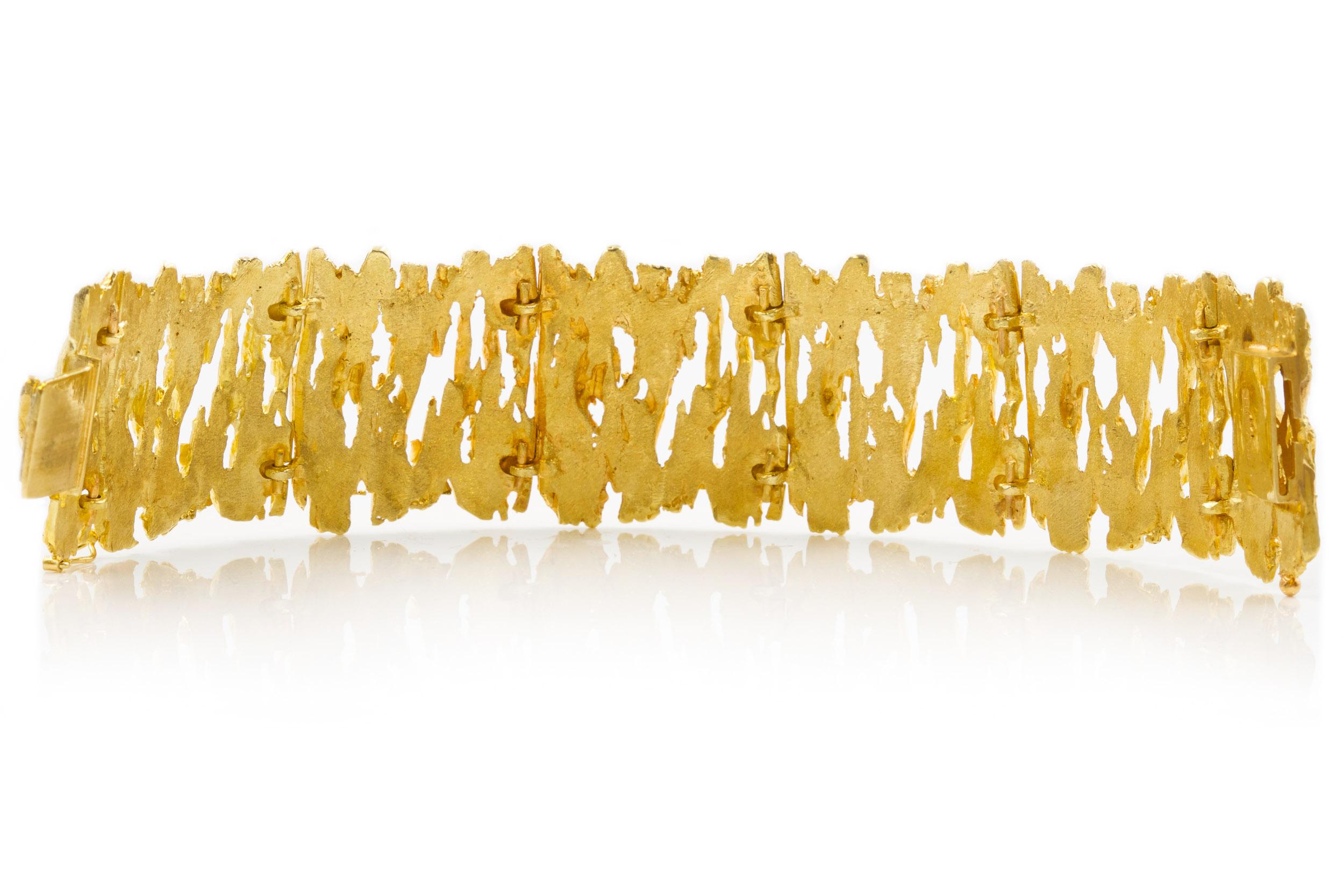Ed Wiener Organic Modernism 14K Solid Yellow Gold Bracelet For Sale 3