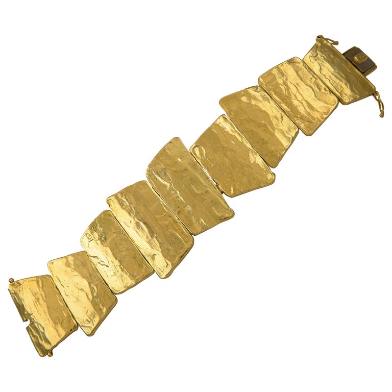Ed Wiener 18 Karat Solid Gold Modernist Bracelet, circa 1970s For Sale