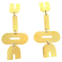 Ed Wiener Boucles d'oreilles chandelier géométrique en or jaune 18 ct.