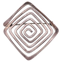 Ed Wiener 1960 New York Vintage Geometric Brooch In .925 Sterling Silver