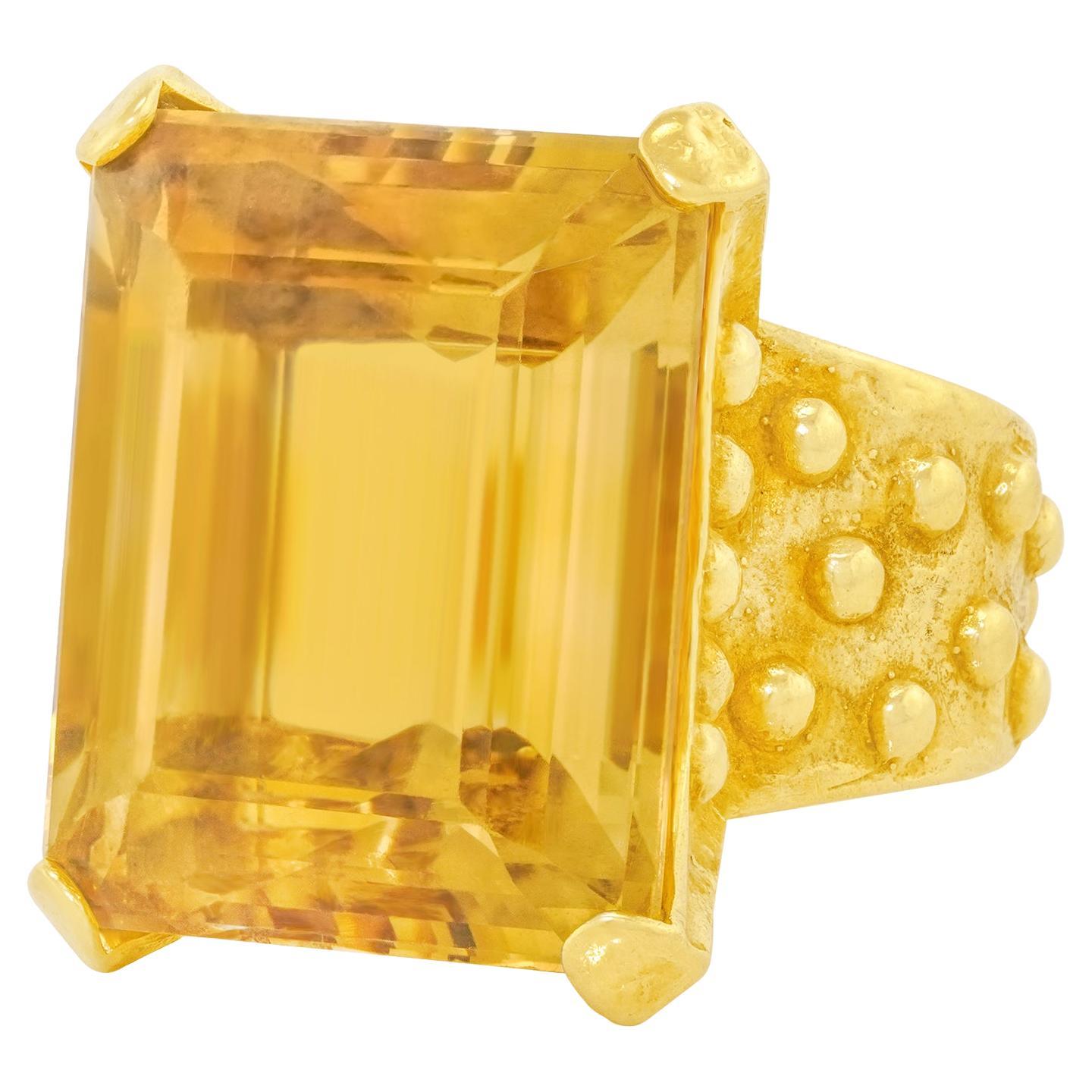 Ed Wiener 40 Carat Citrine Ring 18k, c1980s