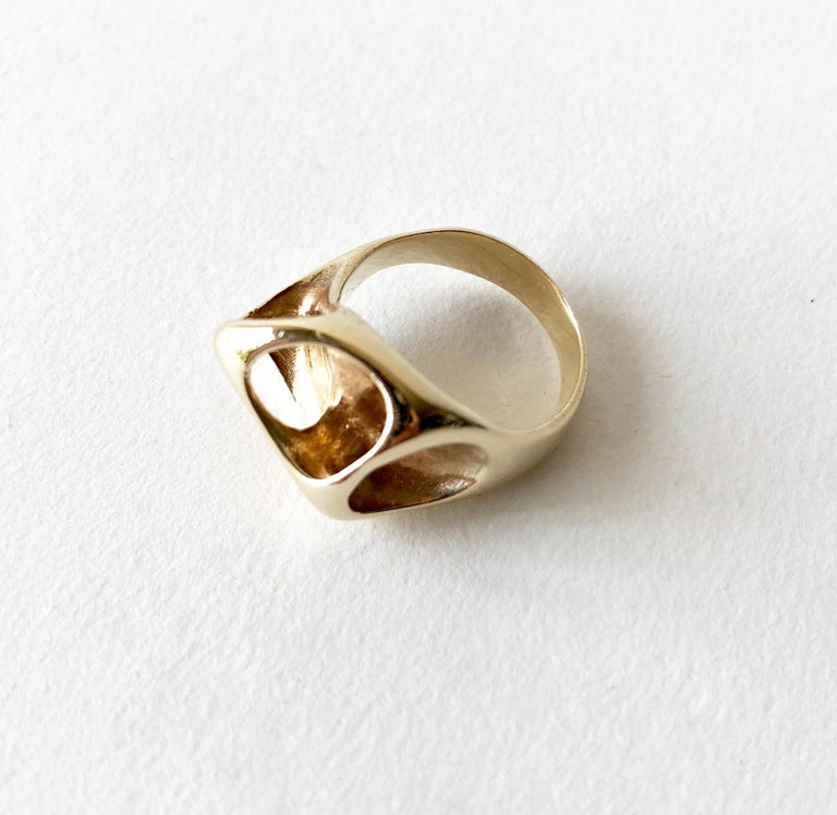 Ed Wiener 14K Gold Abstract American Modernist Open Design Ring at ...