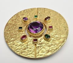 Ed Wiener Gold- und Edelsteinbrosche/Anhänger