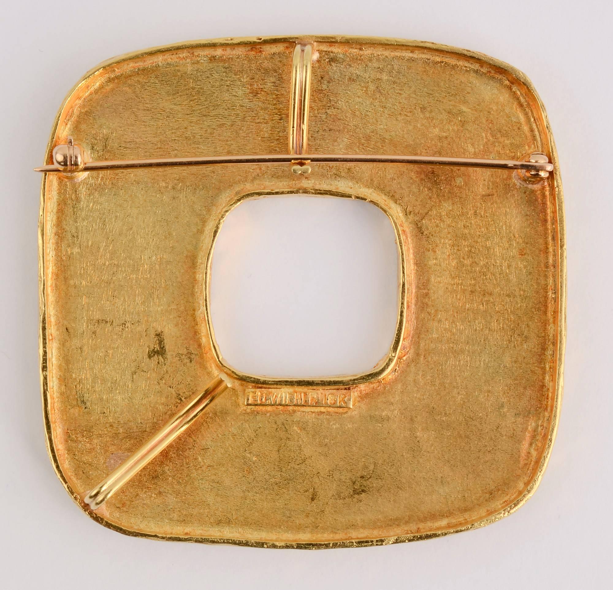 Modernist Ed Wiener Gold Pendant or Brooch