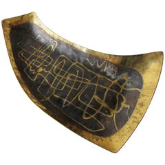 Ed Wiener Mid Century Abstract Modernist Mixed Metals Tray Catch All