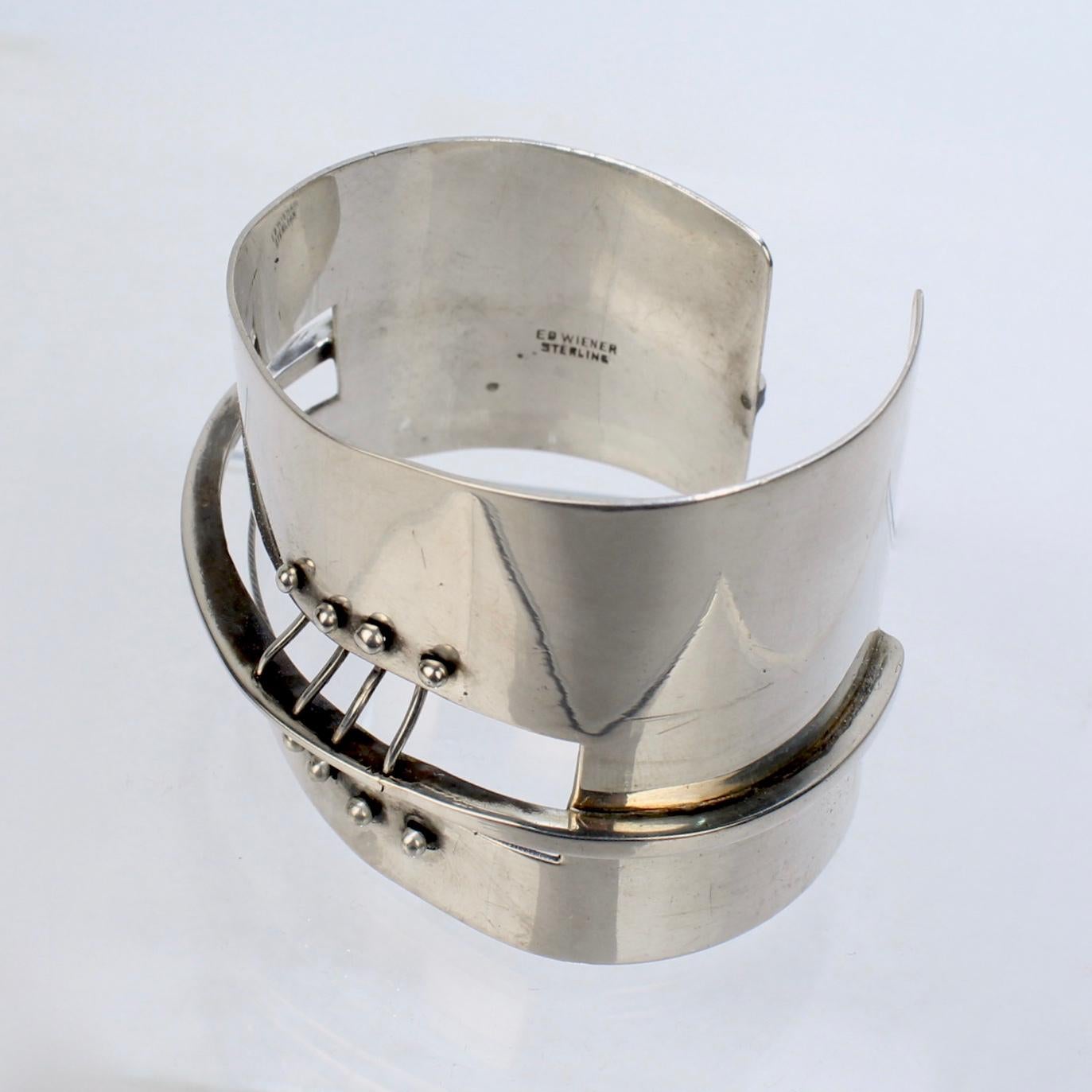 Ed Wiener Mid-Century Modern Sterling Silver Cuff Bracelet 2
