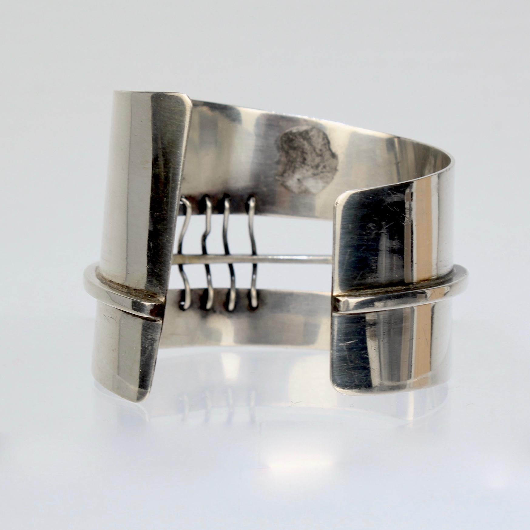 Ed Wiener Mid-Century Modern Sterling Silver Cuff Bracelet For Sale at ...