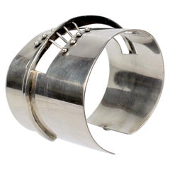 Ed Wiener Mid-Century Modern Sterling Silver Cuff Bracelet