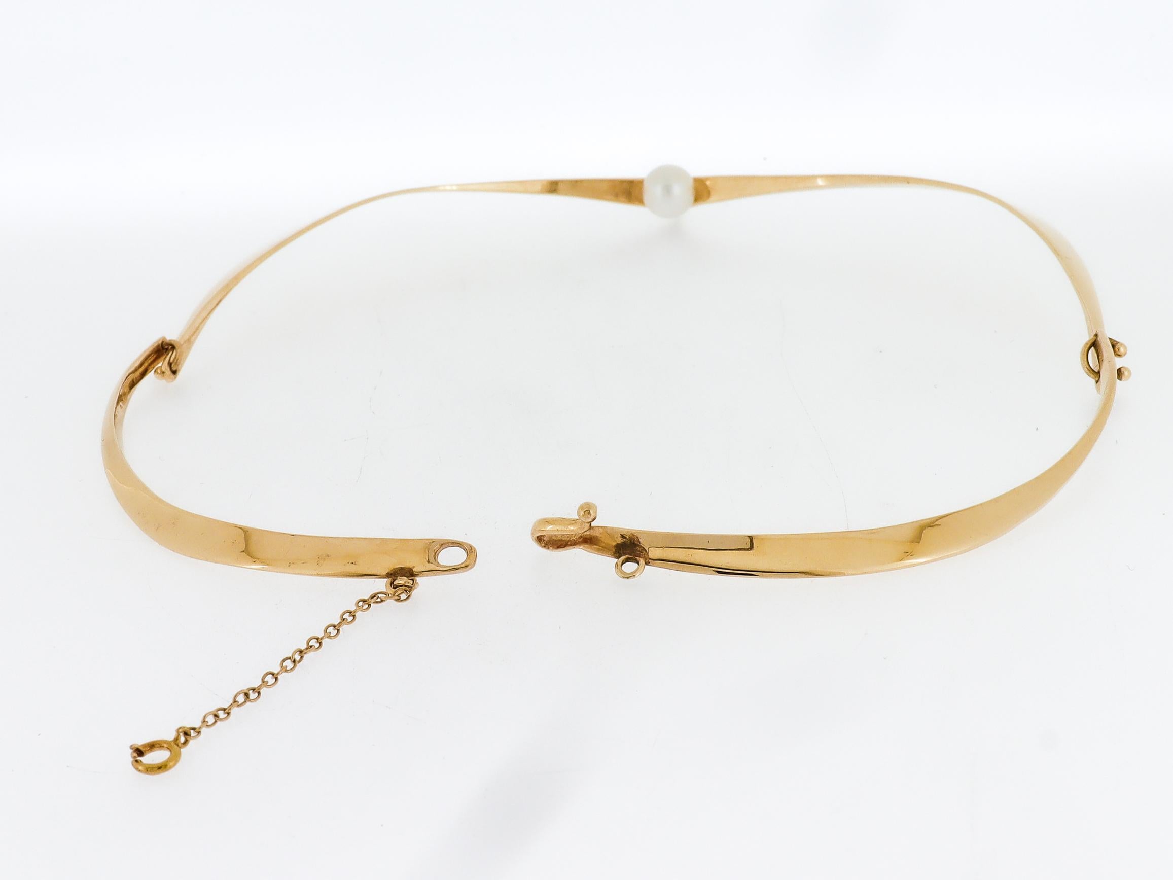 Collana o collare Choker Modernista in oro 14K e perle di Ed Wiener in vendita 6