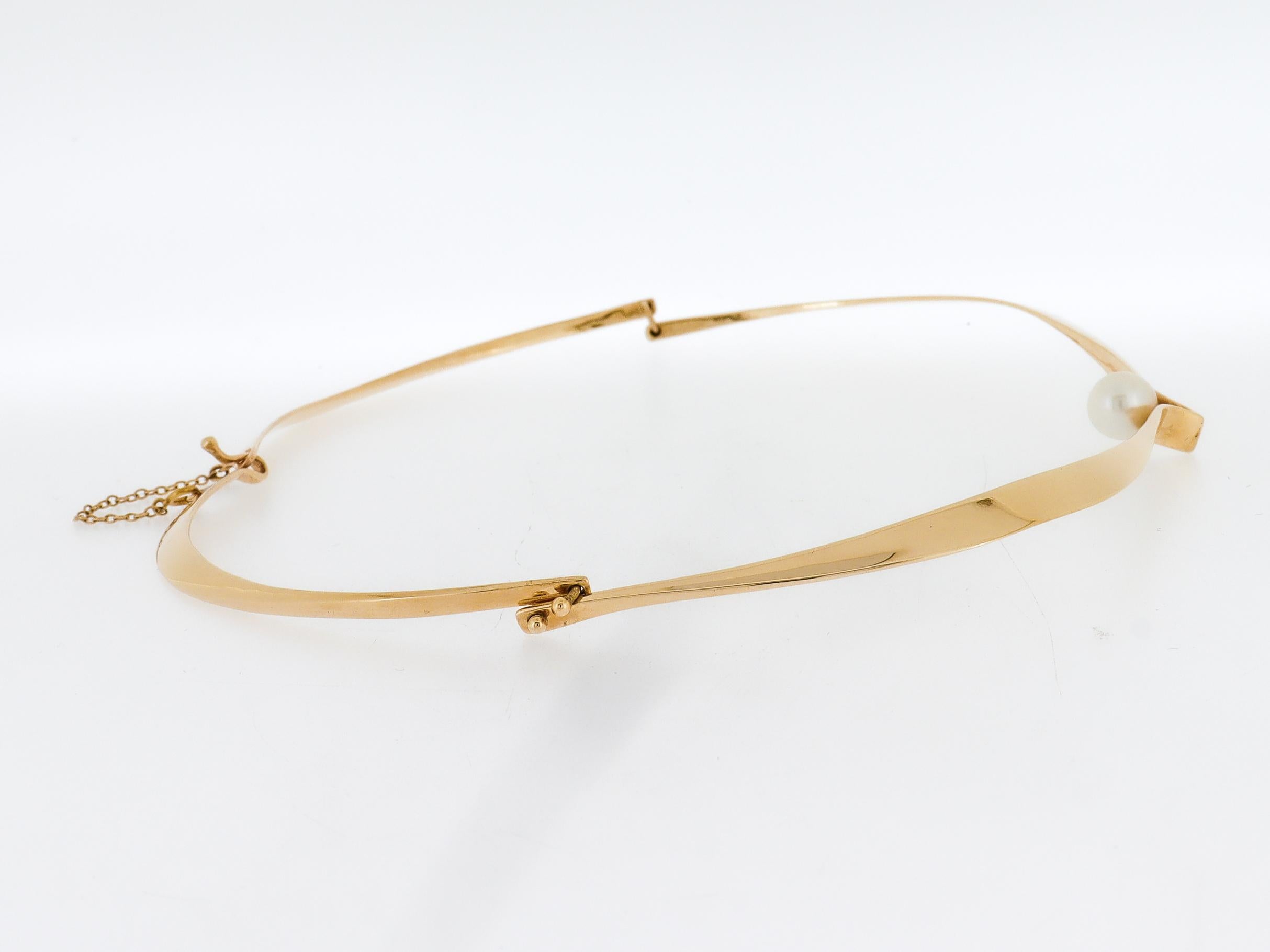 Collana o collare Choker Modernista in oro 14K e perle di Ed Wiener in vendita 7