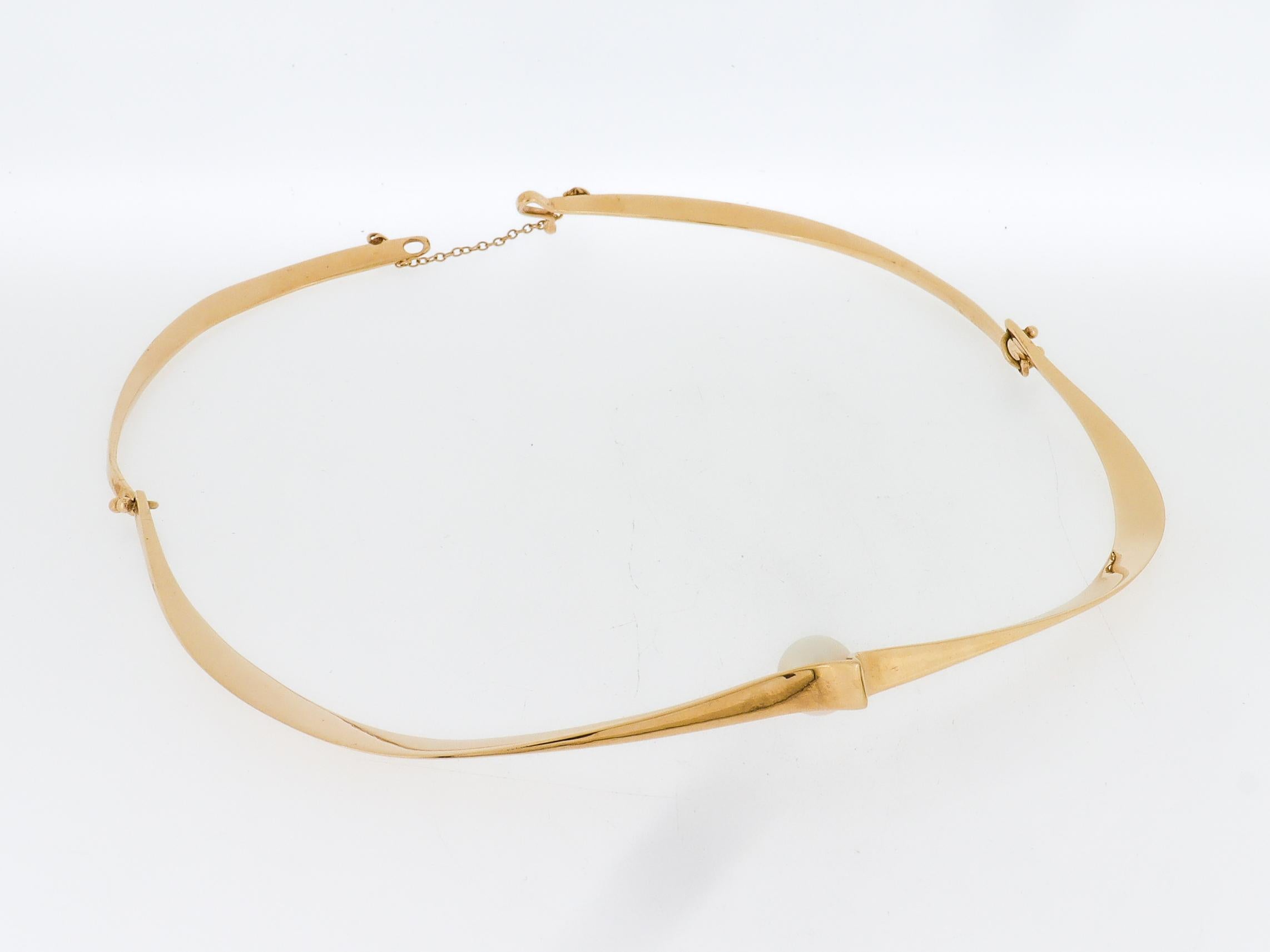 Collana o collare Choker Modernista in oro 14K e perle di Ed Wiener in vendita 9