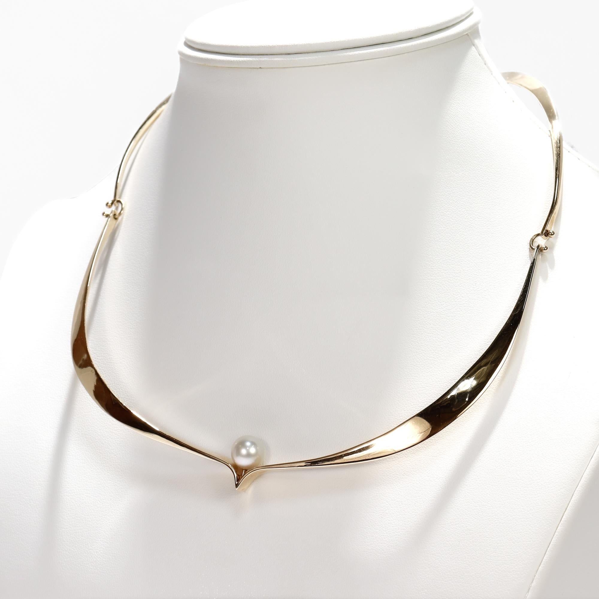 Collana o collare Choker Modernista in oro 14K e perle di Ed Wiener in vendita 11